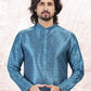 Kurta Pyjama Banarasi Jacquard Blue Fancy Work Mens