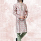 Kurta Pyjama Banarasi Jacquard Cream Green Fancy Work Mens