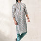 Kurta Pyjama Banarasi Jacquard Aqua Blue Fancy Work Mens