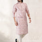 Kurta Pyjama Banarasi Jacquard Pink Fancy Work Mens