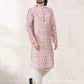 Kurta Pyjama Banarasi Jacquard Pink Fancy Work Mens