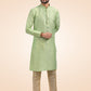 Kurta Pyjama Banarasi Jacquard Green Fancy Work Mens