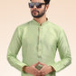 Kurta Pyjama Banarasi Jacquard Green Fancy Work Mens