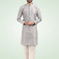 Kurta Pyjama Banarasi Jacquard Grey Fancy Work Mens