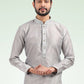 Kurta Pyjama Banarasi Jacquard Grey Fancy Work Mens