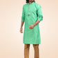 Kurta Pyjama Banarasi Jacquard Green Fancy Work Mens