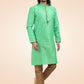 Kurta Pyjama Banarasi Jacquard Green Fancy Work Mens