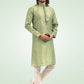 Kurta Pyjama Banarasi Jacquard Green Fancy Work Mens