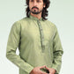 Kurta Pyjama Banarasi Jacquard Green Fancy Work Mens