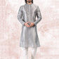 Kurta Pyjama Banarasi Jacquard Silver Fancy Work Mens