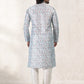 Kurta Pyjama Banarasi Jacquard Turquoise Fancy Work Mens