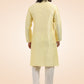 Kurta Pyjama Banarasi Jacquard Yellow Fancy Work Mens