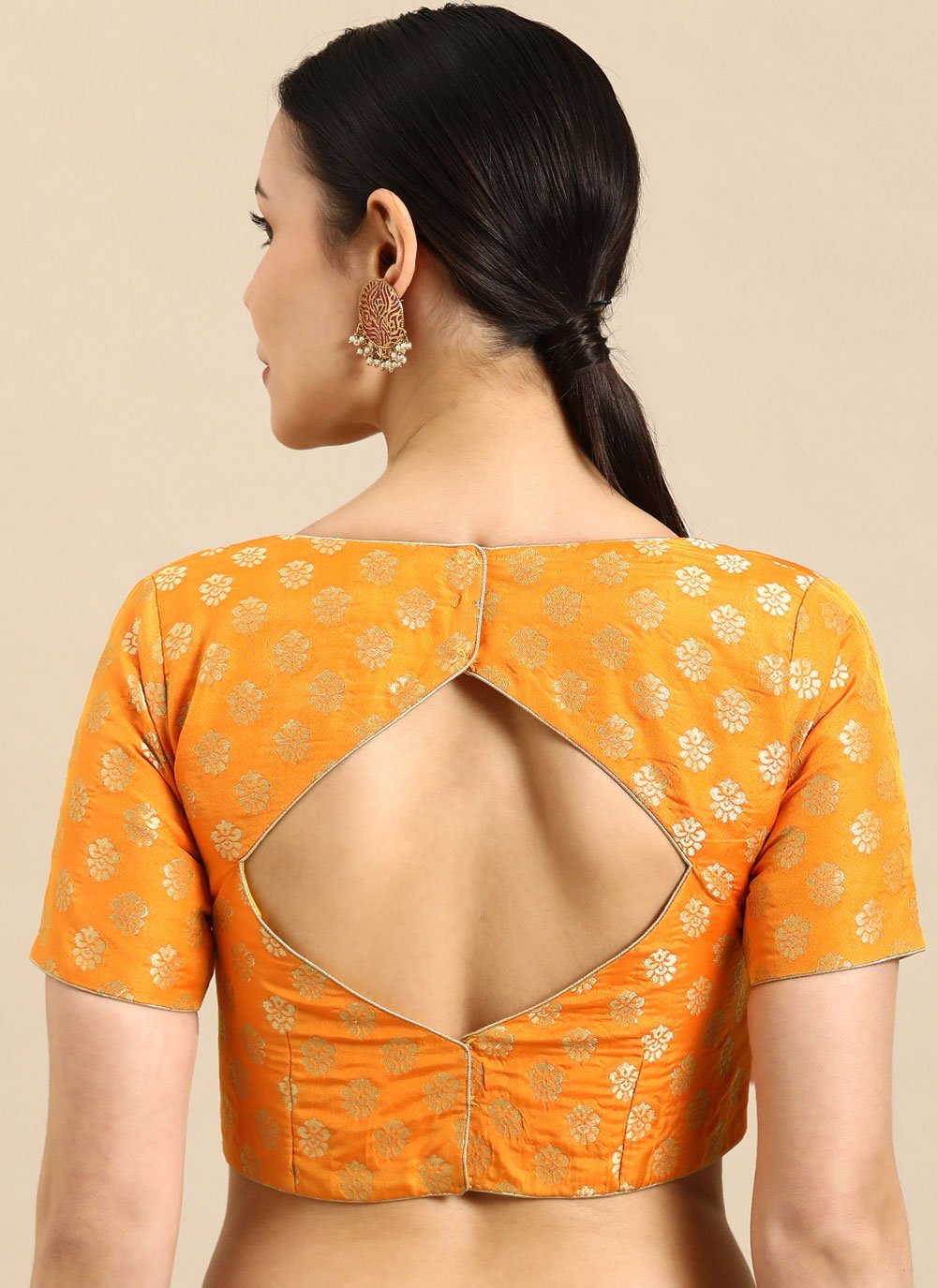 Blouse Banarasi Jacquard Orange Weaving Blouse