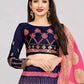 A Line Lehenga Banarasi Silk Blue Pink Jacquard Work Lehenga Choli