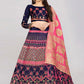 A Line Lehenga Banarasi Silk Blue Pink Jacquard Work Lehenga Choli