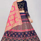 A Line Lehenga Banarasi Silk Blue Pink Jacquard Work Lehenga Choli