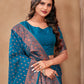 Classic Banarasi Silk Aqua Blue Patch Border Saree