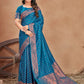 Classic Banarasi Silk Aqua Blue Patch Border Saree