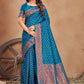 Classic Banarasi Silk Aqua Blue Patch Border Saree