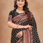 Trendy Saree Banarasi Silk Black Patch Border Saree