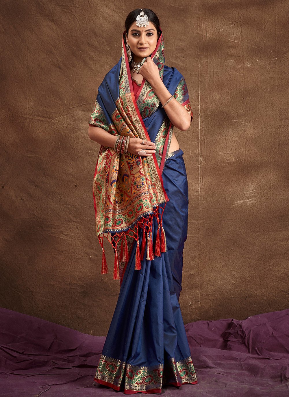 Traditional Saree Banarasi Silk Blue Weaving Saree