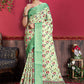 Contemporary Banarasi Silk Tussar Silk Sea Green Patch Border Saree