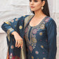 Straight Salwar Suit Banarasi Silk Blue Woven Salwar Kameez