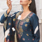 Straight Salwar Suit Banarasi Silk Blue Woven Salwar Kameez