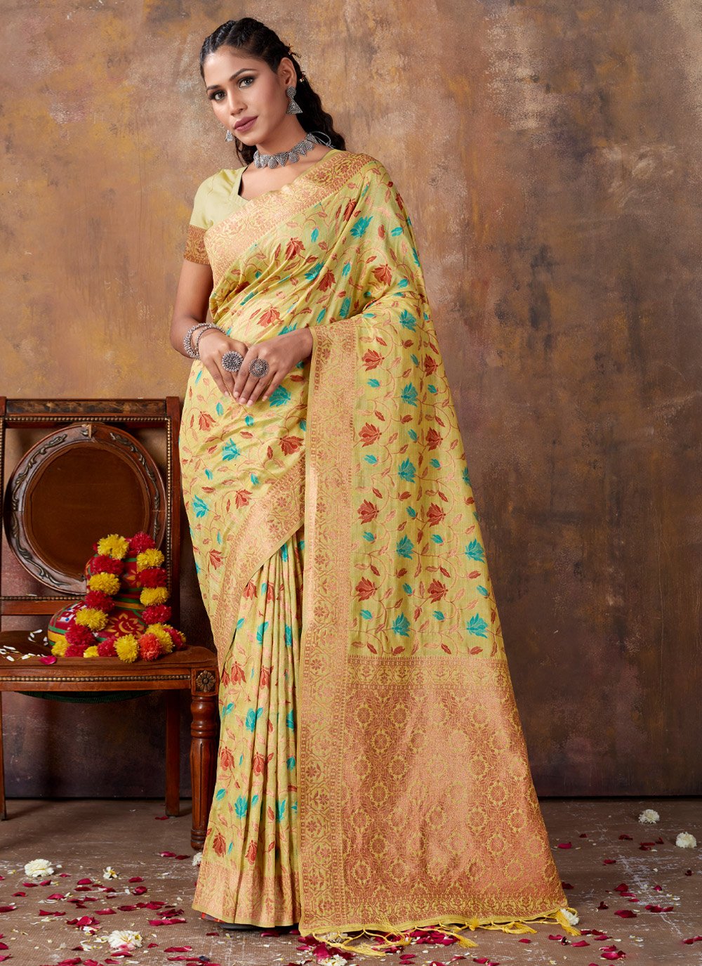 Traditional Saree Banarasi Silk Green Fancy Work Saree