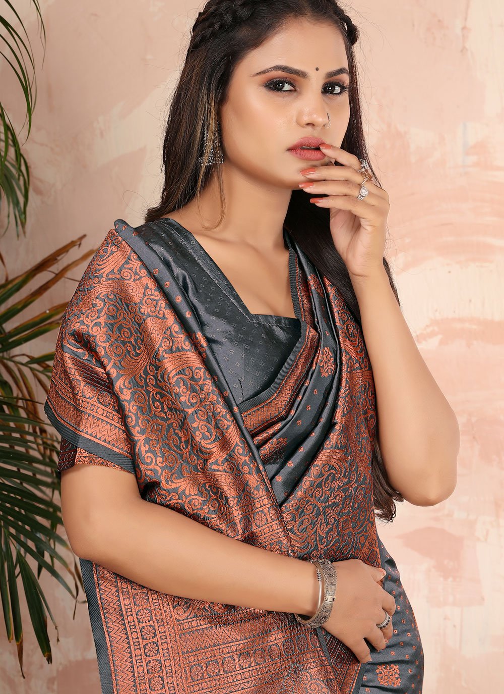 Classic Banarasi Silk Grey Weaving Saree