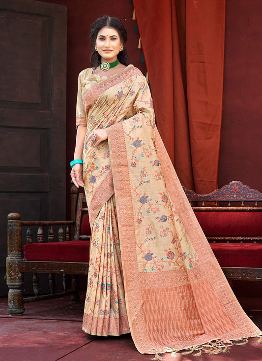 Classic Banarasi Silk Cream Weaving Saree