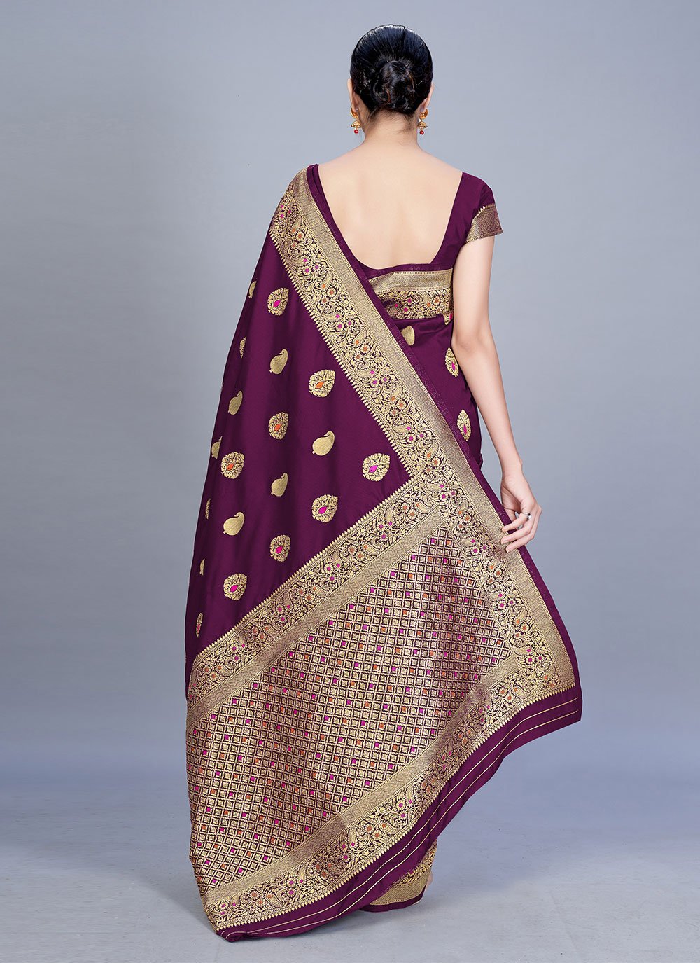 Contemporary Banarasi Silk Purple Woven Saree