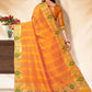 Contemporary Banarasi Silk Mustard Embroidered Saree