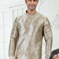 Kurta Pyjama Banarasi Silk Cream Digital Print Mens