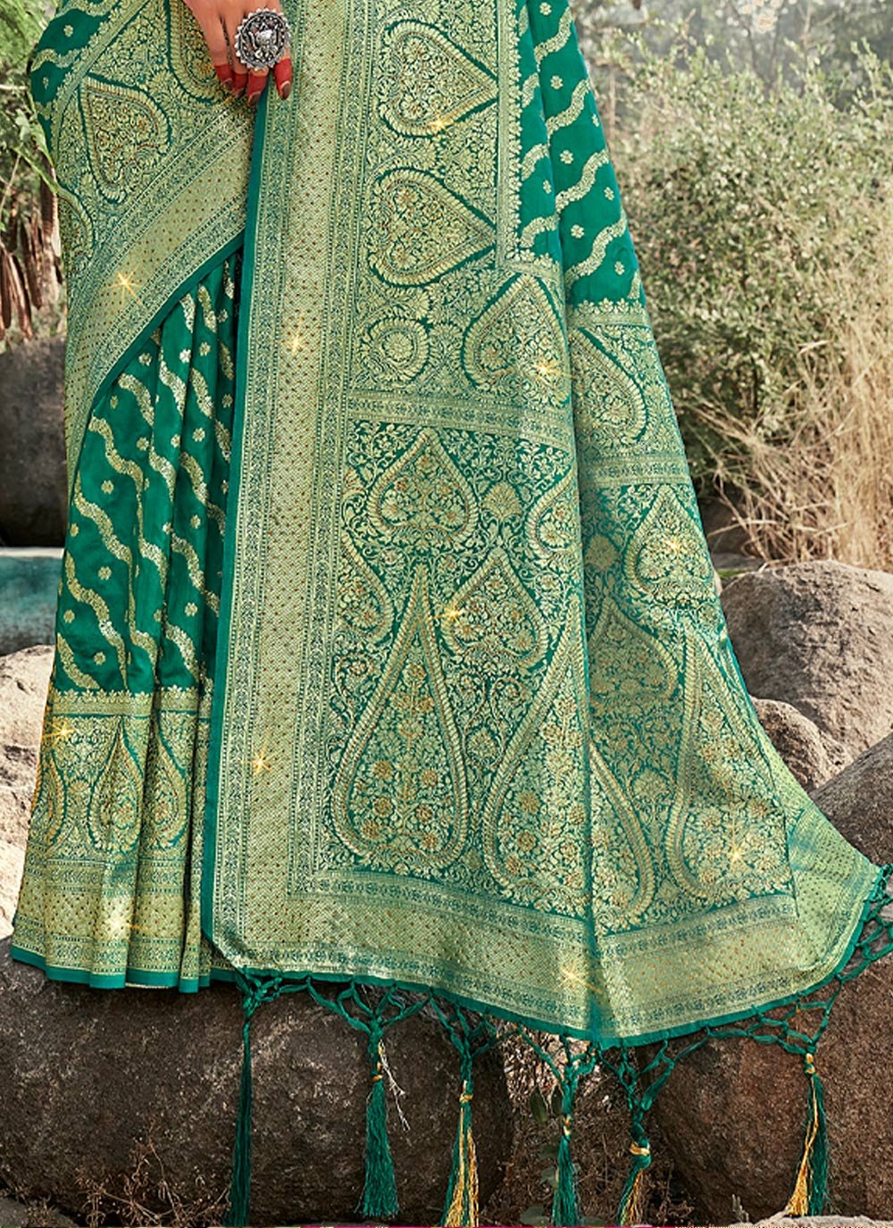 Traditional Saree Banarasi Silk Green Weaving Saree