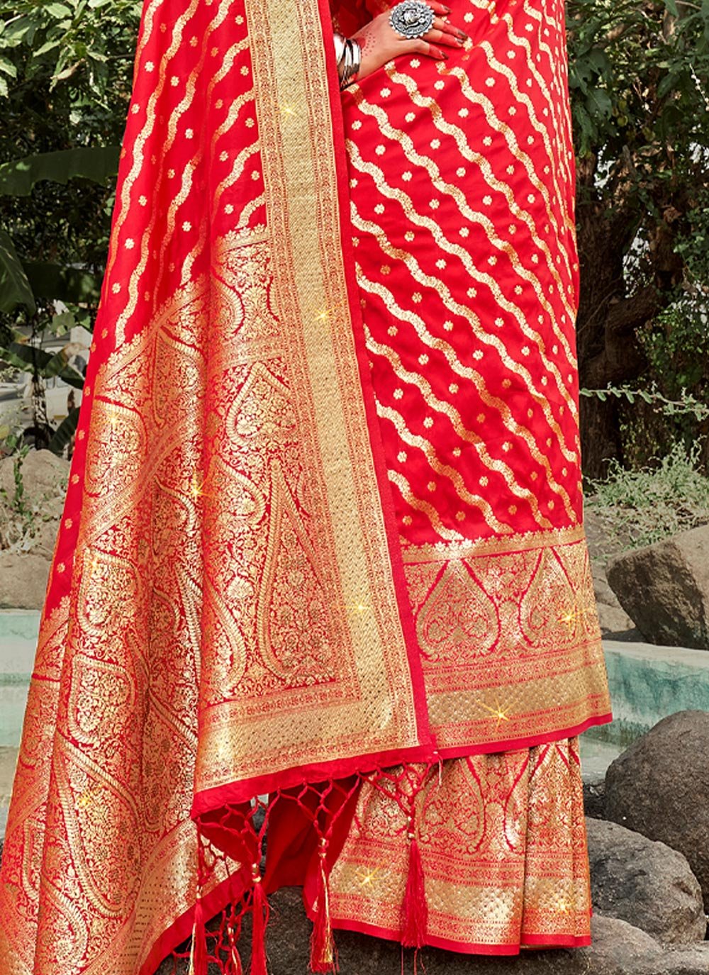 Traditional Saree Banarasi Silk Red Weaving Saree