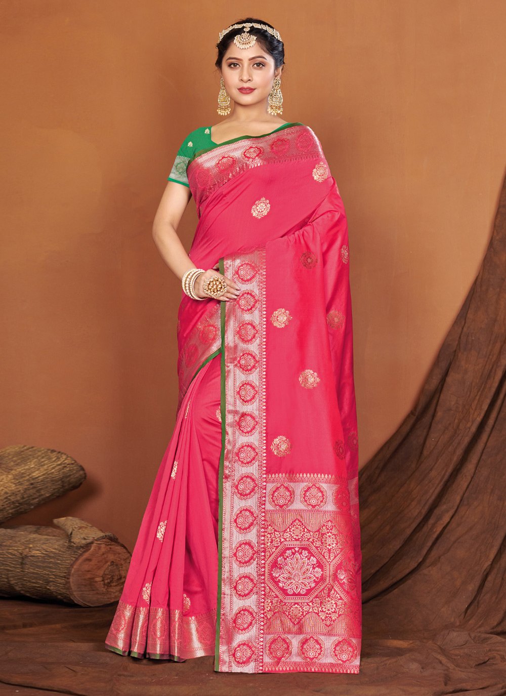 Traditional Saree Banarasi Silk Rani Embroidered Saree