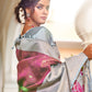 Contemporary Banarasi Silk Grey Purple Jacquard Work Saree
