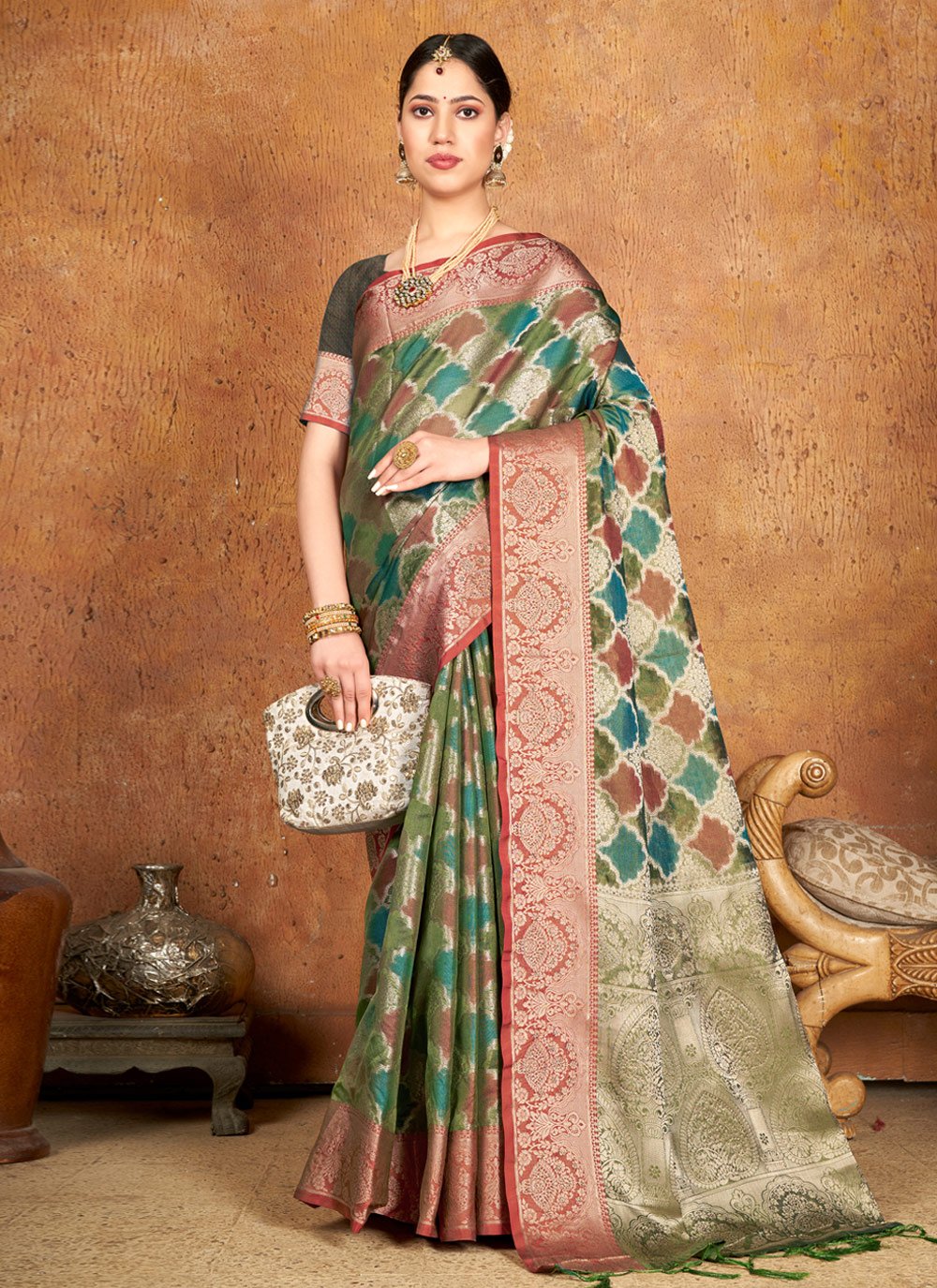 Traditional Saree Banarasi Silk Multi Colour Fancy Work Saree