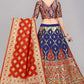 Lehenga Choli Banarasi Silk Jacquard Blue Red Jacquard Work Lehenga Choli