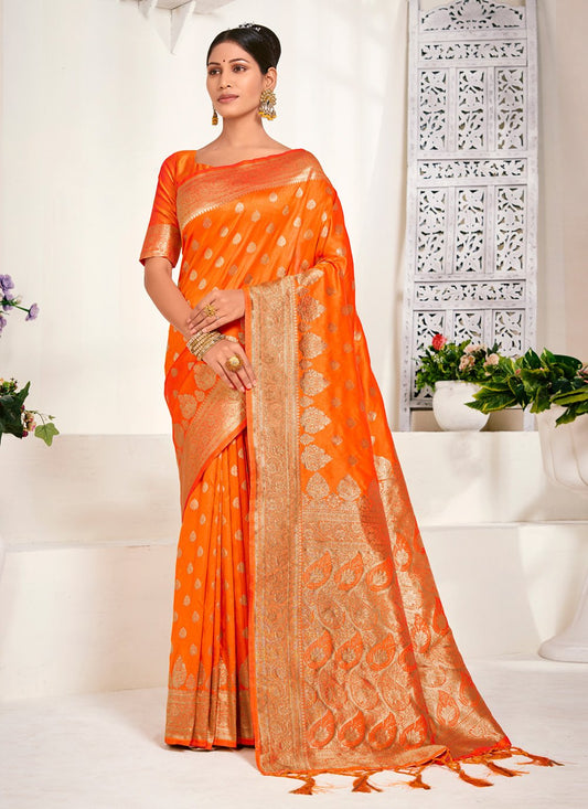 Trendy Saree Banarasi Silk Gold Weaving Saree