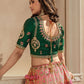 Lehenga Choli Banarasi Silk Green Peach Embroidered Lehenga Choli