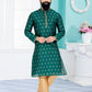 Kurta Pyjama Banarasi Silk Jacquard Green Jacquard Work Mens