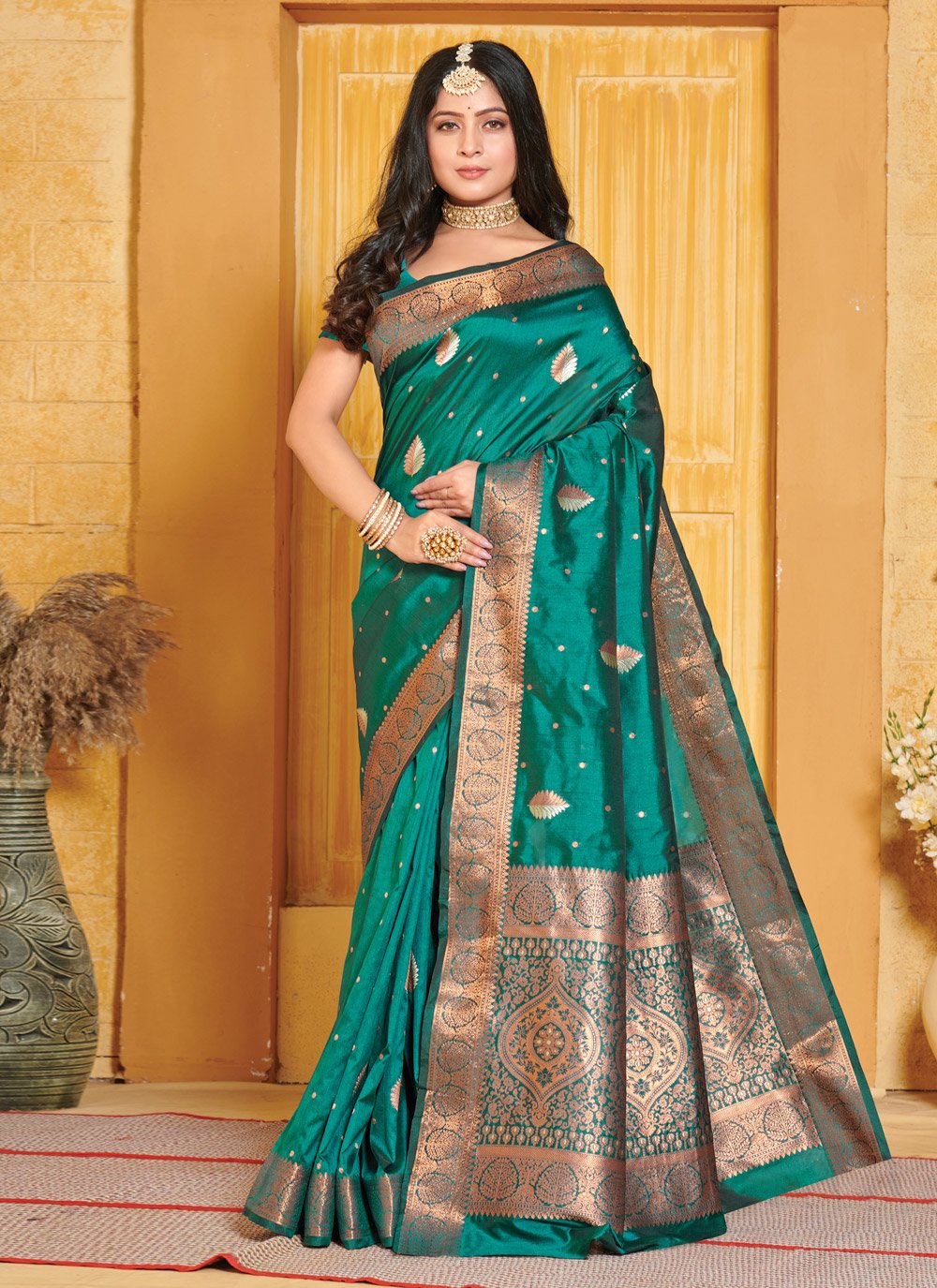 Traditional Saree Banarasi Silk Green Embroidered Saree