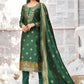 Salwar Suit Banarasi Silk Green Woven Salwar Kameez