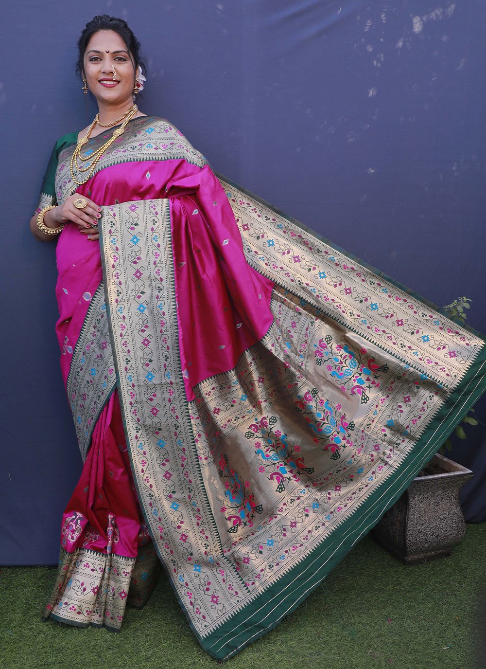 Contemporary Banarasi Silk Pink Jacquard Work Saree