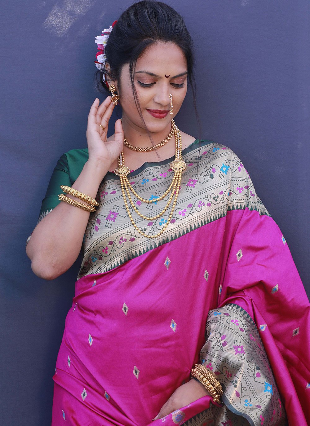 Contemporary Banarasi Silk Pink Jacquard Work Saree