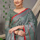 Contemporary Banarasi Silk Green Jacquard Work Saree