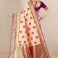 Contemporary Banarasi Silk Peach Jacquard Work Saree