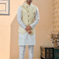 Kurta Payjama With Jacket Banarasi Silk Dupion Silk Cream Off White Jacquard Work Mens